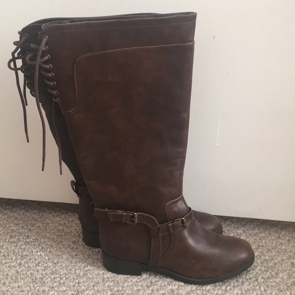 🌟NWOT🌟 Brown Riding Riding Boots w/ Lace-Up Back